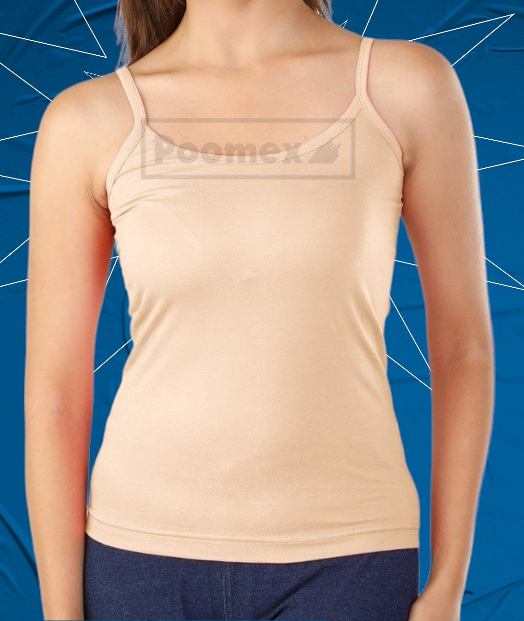 Poomex Comfed Cotton Ladies Slip Comisole Black, White, Skin Colour - Faritha