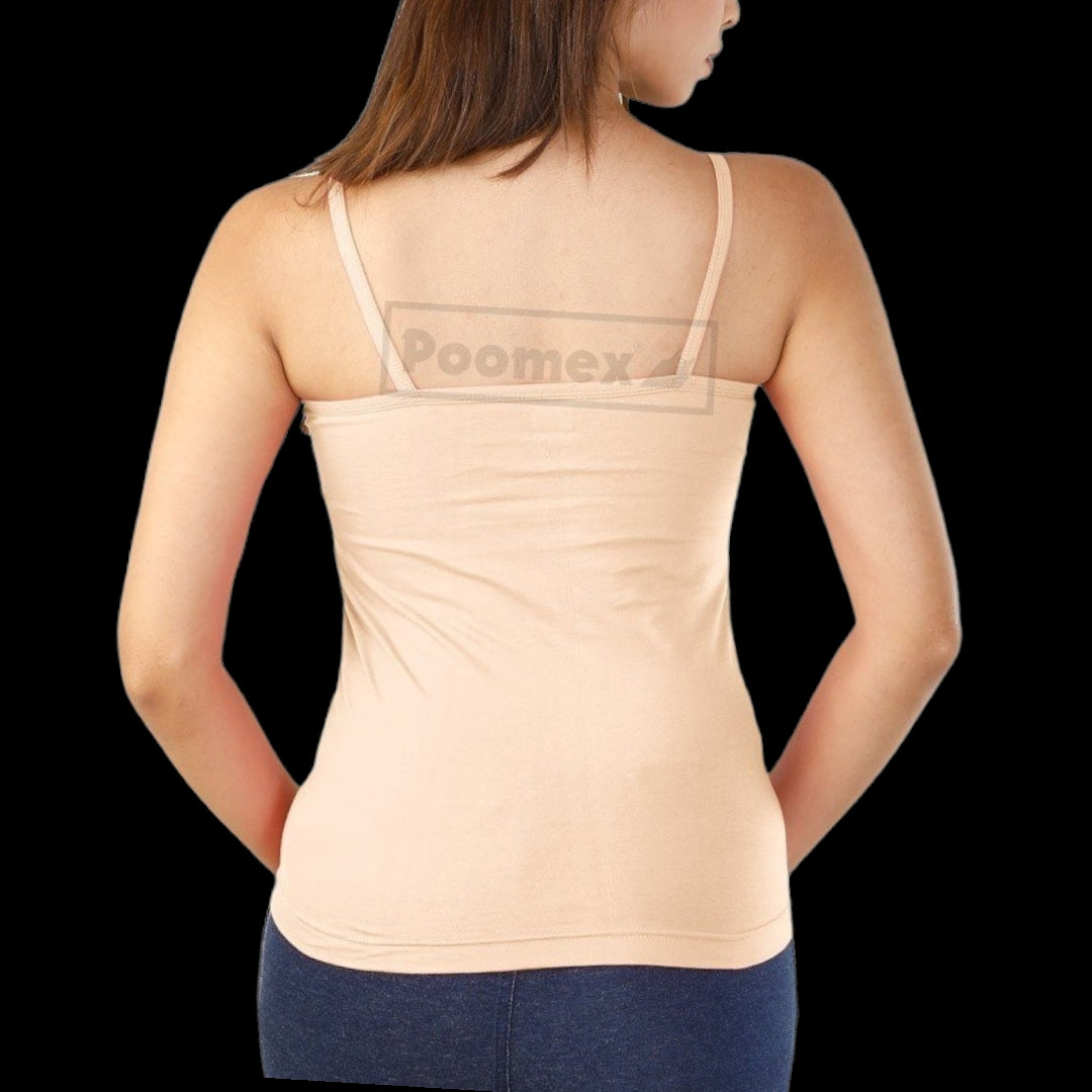 Poomex Comfed Cotton Ladies Slip Comisole Black, White, Skin Colour - Faritha