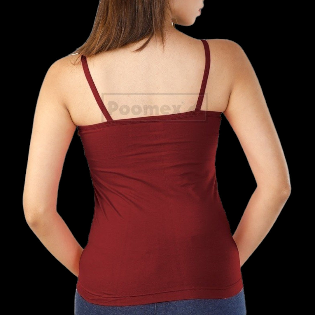 Poomex Comfed Cotton Ladies Slip Comisole Black, White, Skin Colour