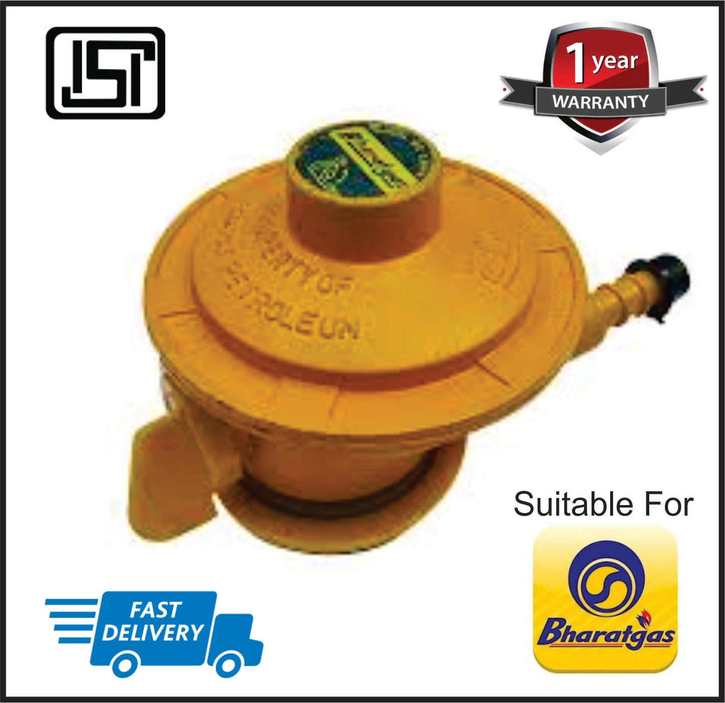 Bhartah LPG Low Pressure Gas Regulator Suitable for Bharath Gas Cyclinder (Yellow Color) - Faritha