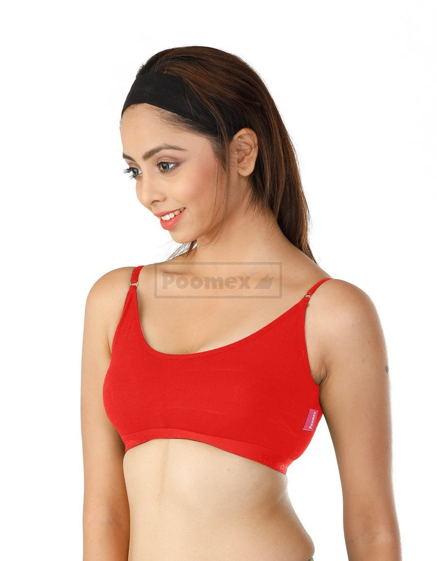 Poomex Ladies Teen Bra (Pack of 3) Apple Red, Coral, Plum Colours - Faritha