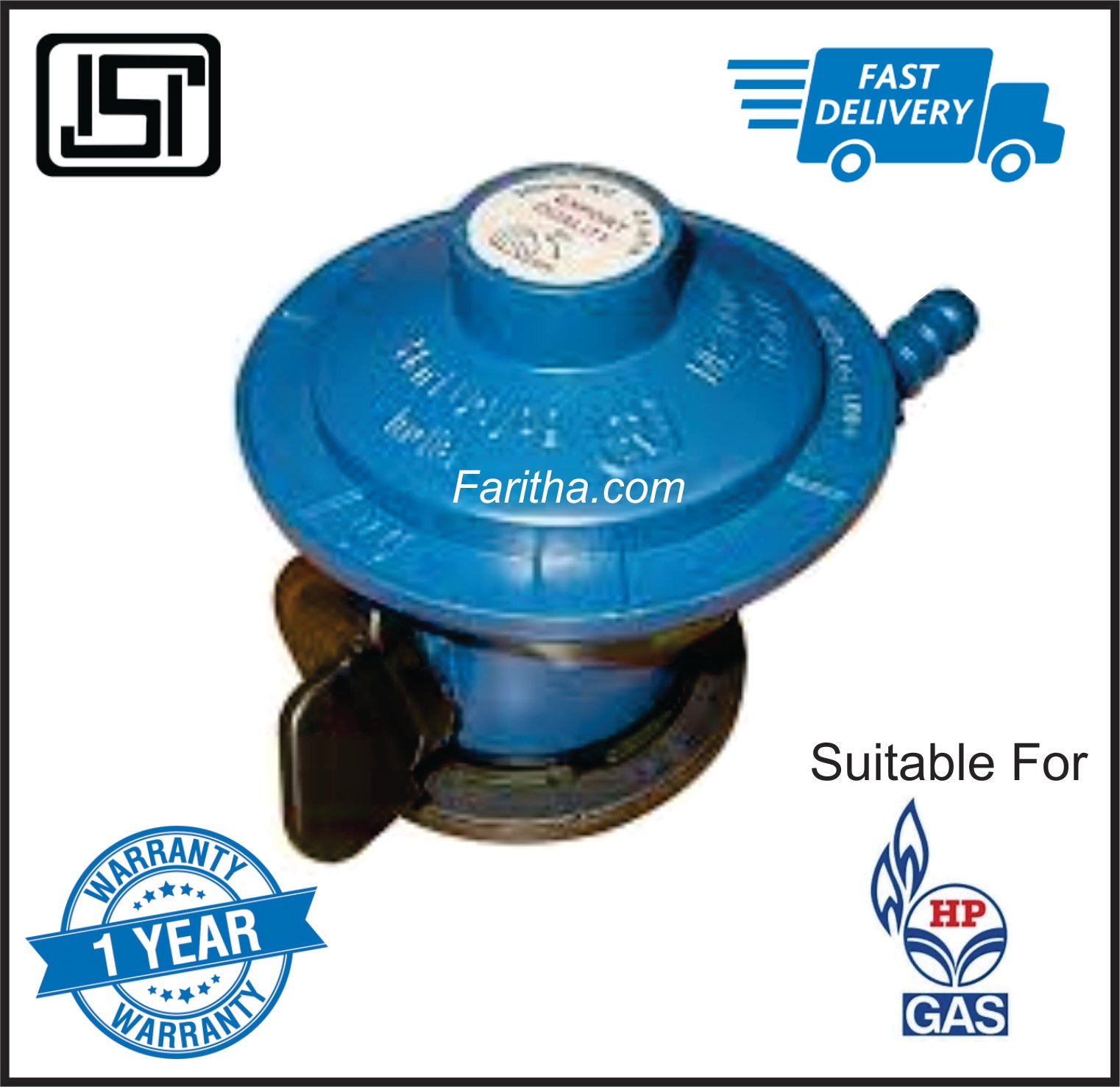 HP Low Pressure Gas LPG Regulator suitable for HP Cylinders (Blue Colour) - Faritha