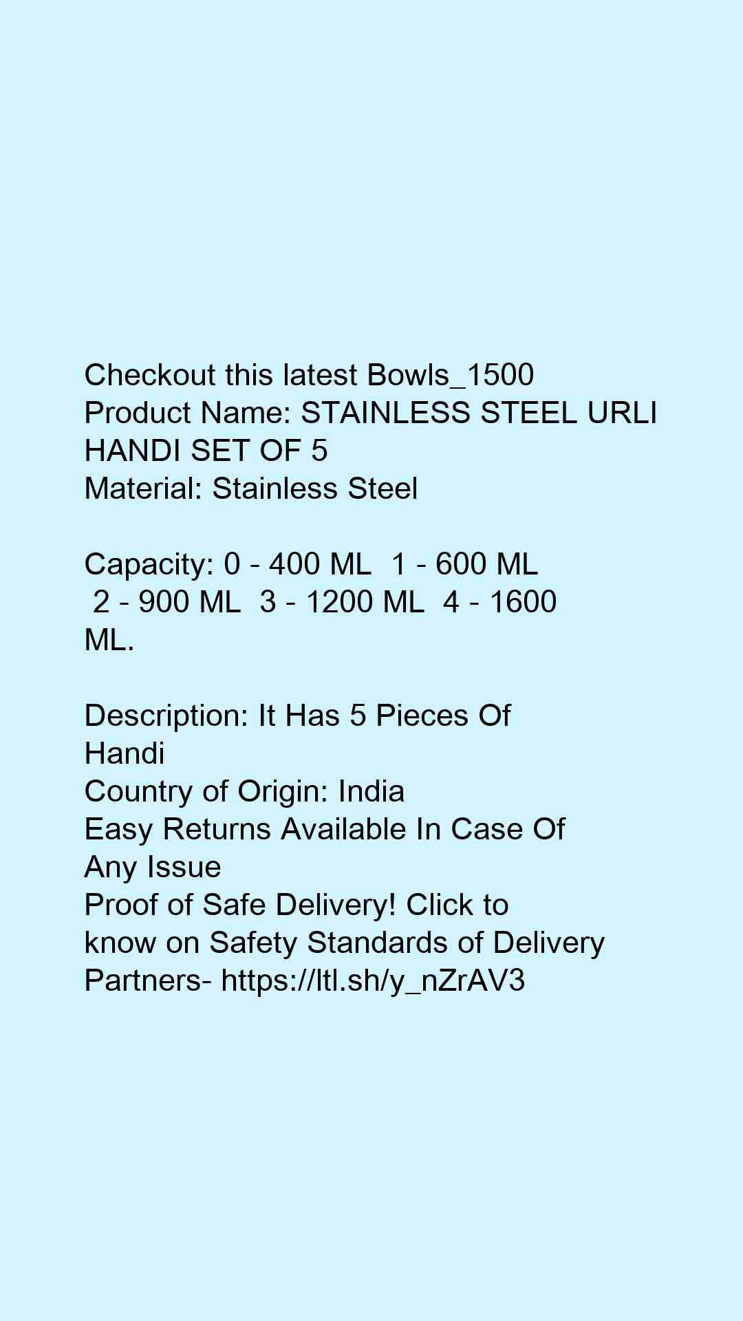 STAINLESS STEEL URLI HANDI SET OF 5 - Faritha