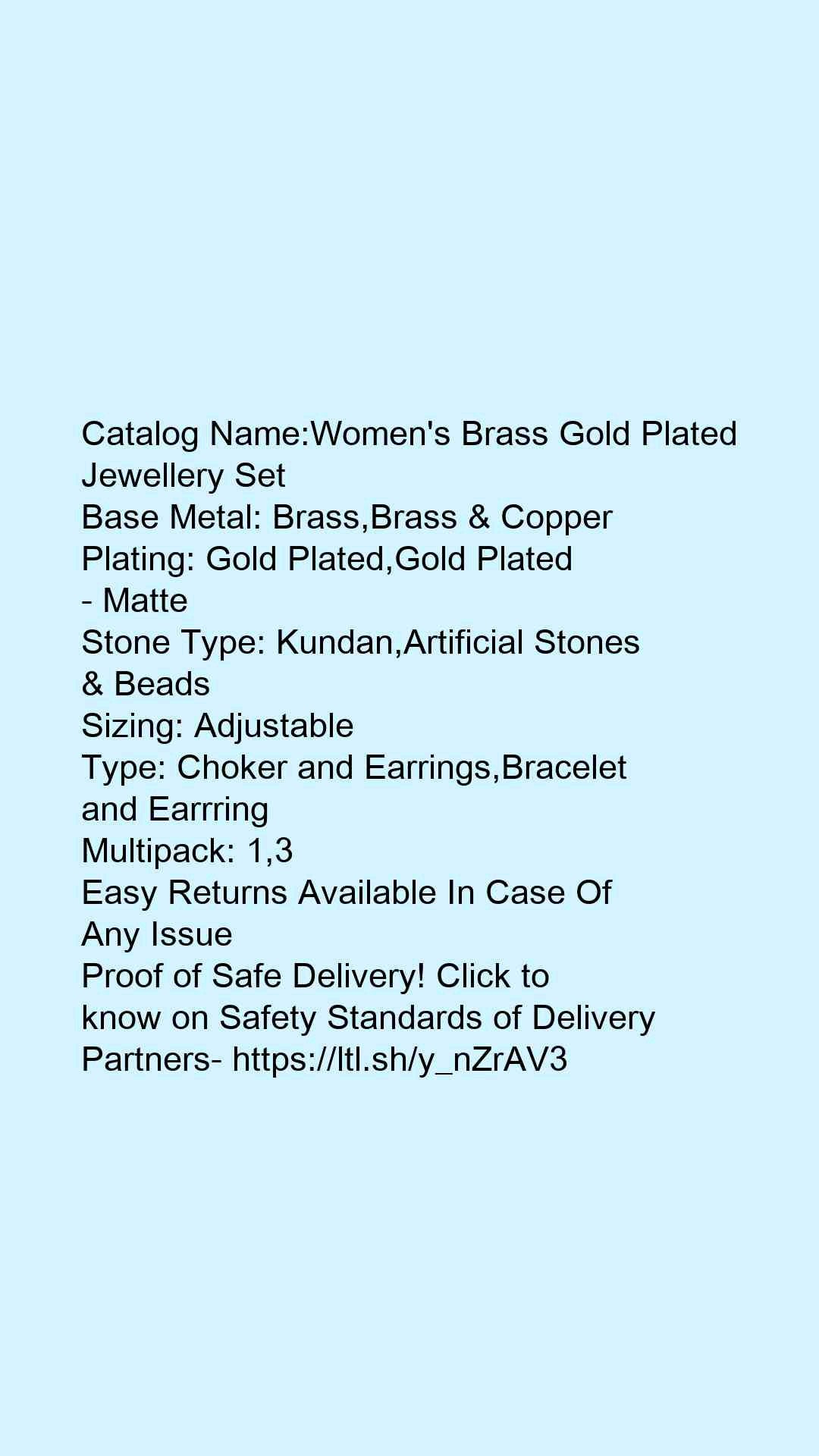 Women's Brass Gold Plated Jewellery Set - Faritha