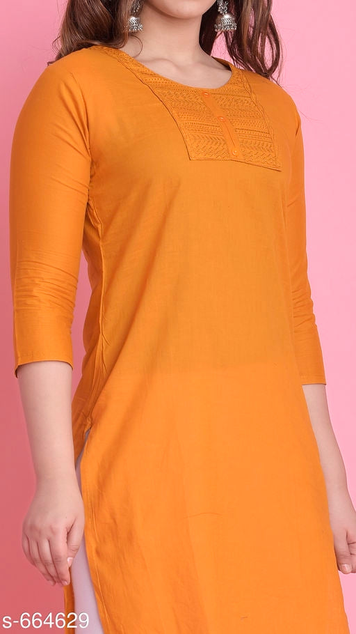 Women's Solid Cotton Kurti - Faritha