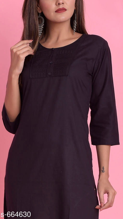 Women's Solid Cotton Kurtis - Faritha