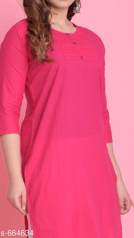 Women's Solid Cotton Kurti - Faritha