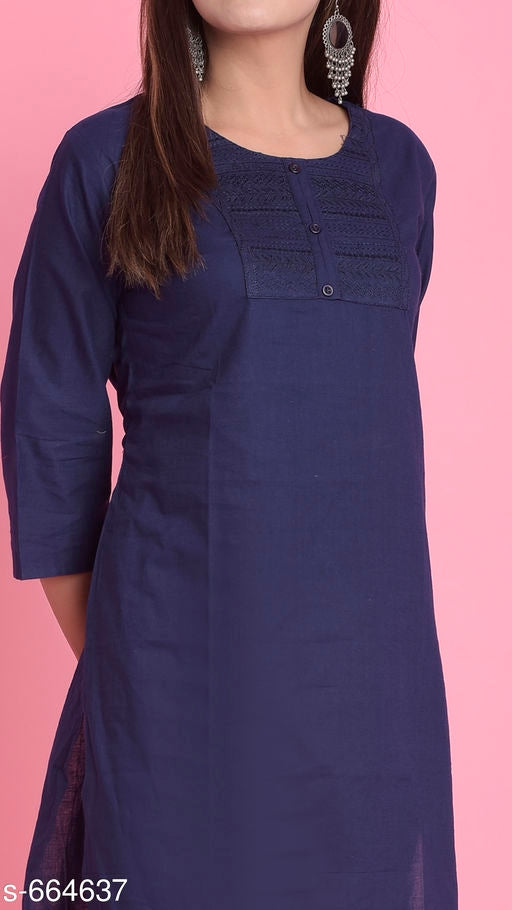 Women's Solid Cotton Kurti - Faritha