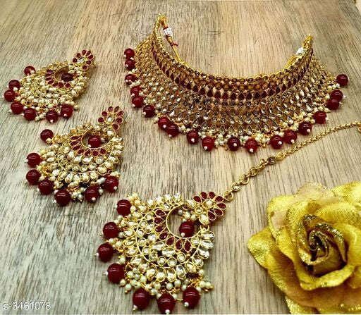 Women's Alloy Gold Plated Jewellery Set - Faritha