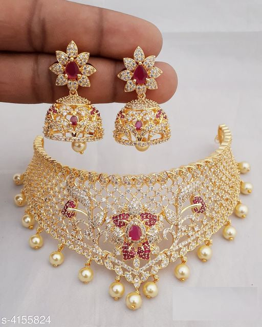 Women's Brass Gold Plated Jewellery Set - Faritha
