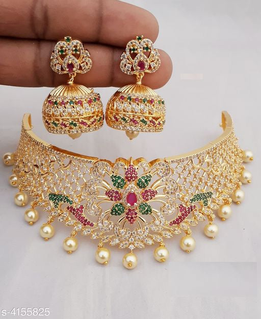 Women's Brass Gold Plated Jewellery Set - Faritha