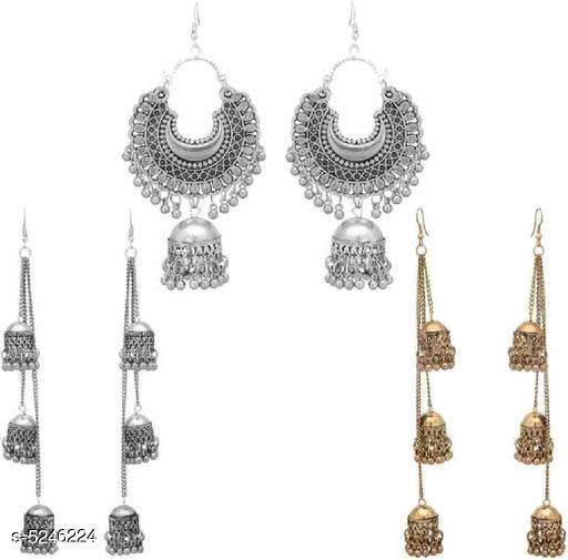 Shimmering Oxidized Unique Combo Earrings - Faritha