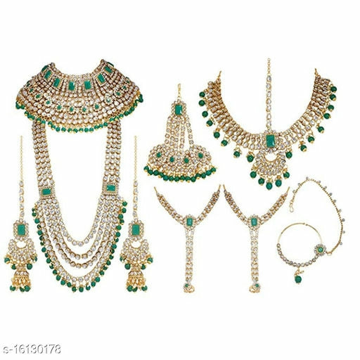 Red Green Studded Bridal Set - Faritha
