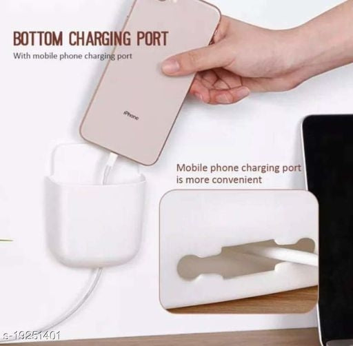 VNS Wall Mounted Storage Case for Mobile Holder/ Remote Holder /Multi-Purpose Stand/Charging Plug Stand/Drilling Free Stand/ Statinory Rack/ Toothbrush Stand /Remote&Pen Holder for Home & Office(4PCS) - Faritha