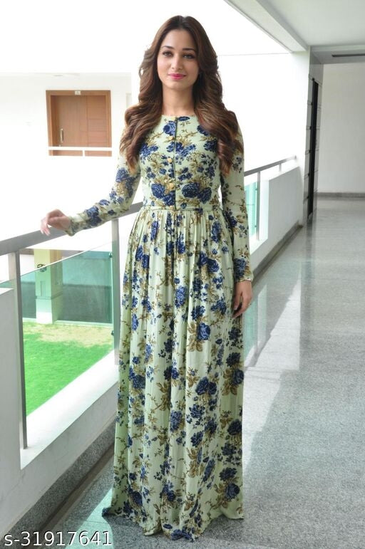 Women's printed rayon front-slit kurti - Faritha