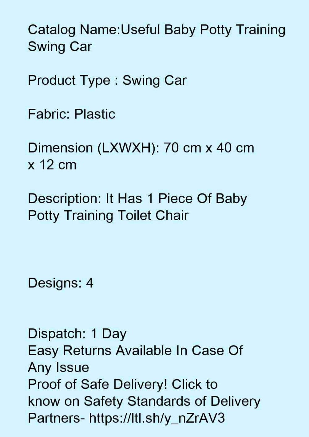 Useful Baby Potty Training Swing Car - Faritha