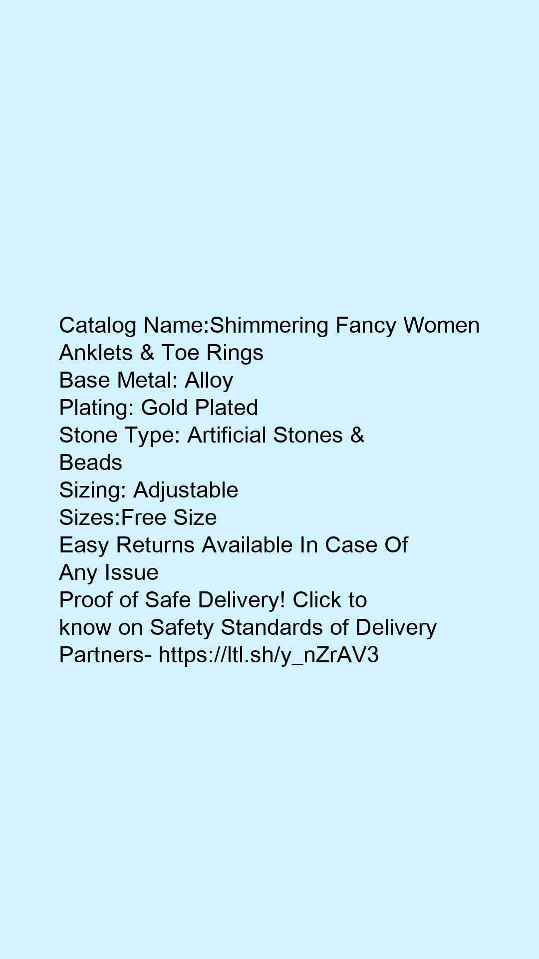 Shimmering Fancy Women Anklets & Toe Rings - Faritha