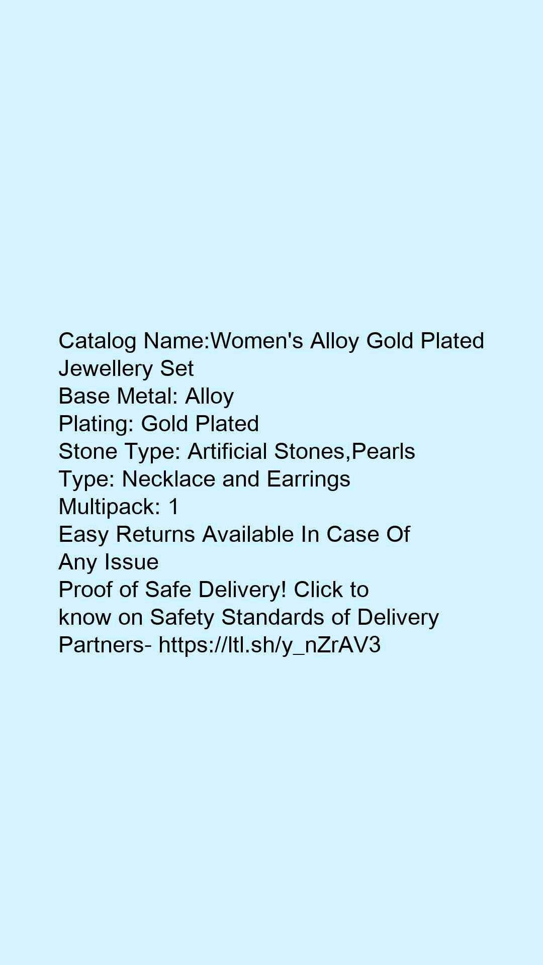 Women's Alloy Gold Plated Jewellery Set - Faritha