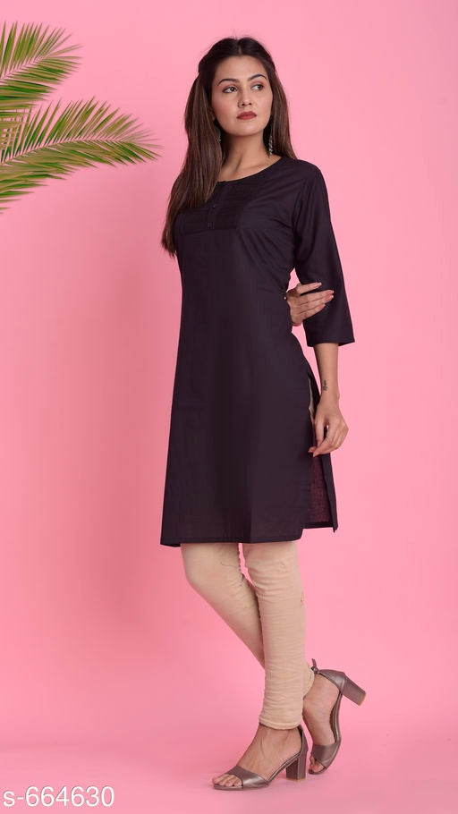 Women's Solid Cotton Kurtis - Faritha
