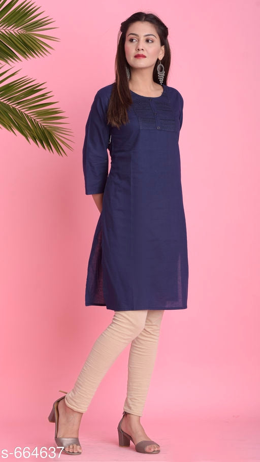 Women's Solid Cotton Kurti - Faritha