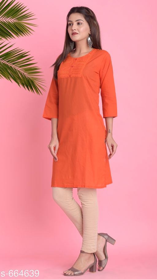 Women's Solid Cotton Kurti - Faritha