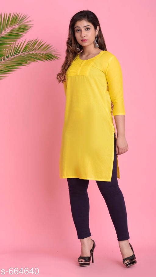 Women's Solid Cotton Kurti - Faritha