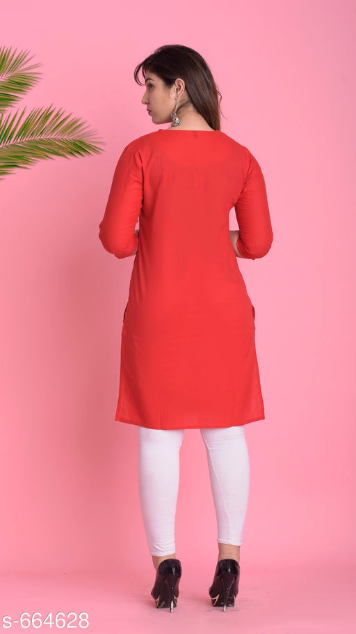 Women's Solid Cotton Kurtis