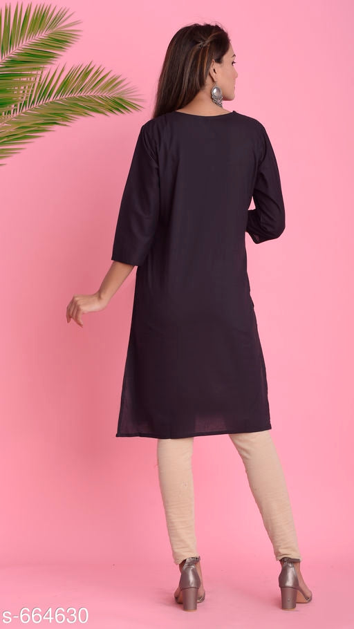 Women's Solid Cotton Kurtis - Faritha