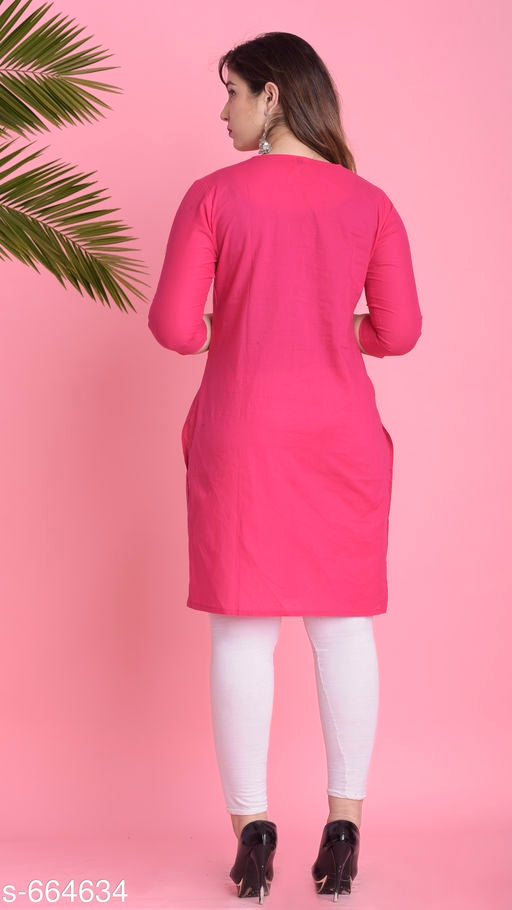 Women's Solid Cotton Kurti - Faritha