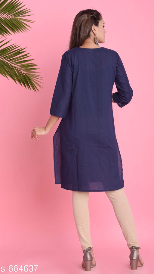 Women's Solid Cotton Kurti - Faritha