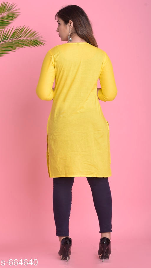 Women's Solid Cotton Kurti - Faritha