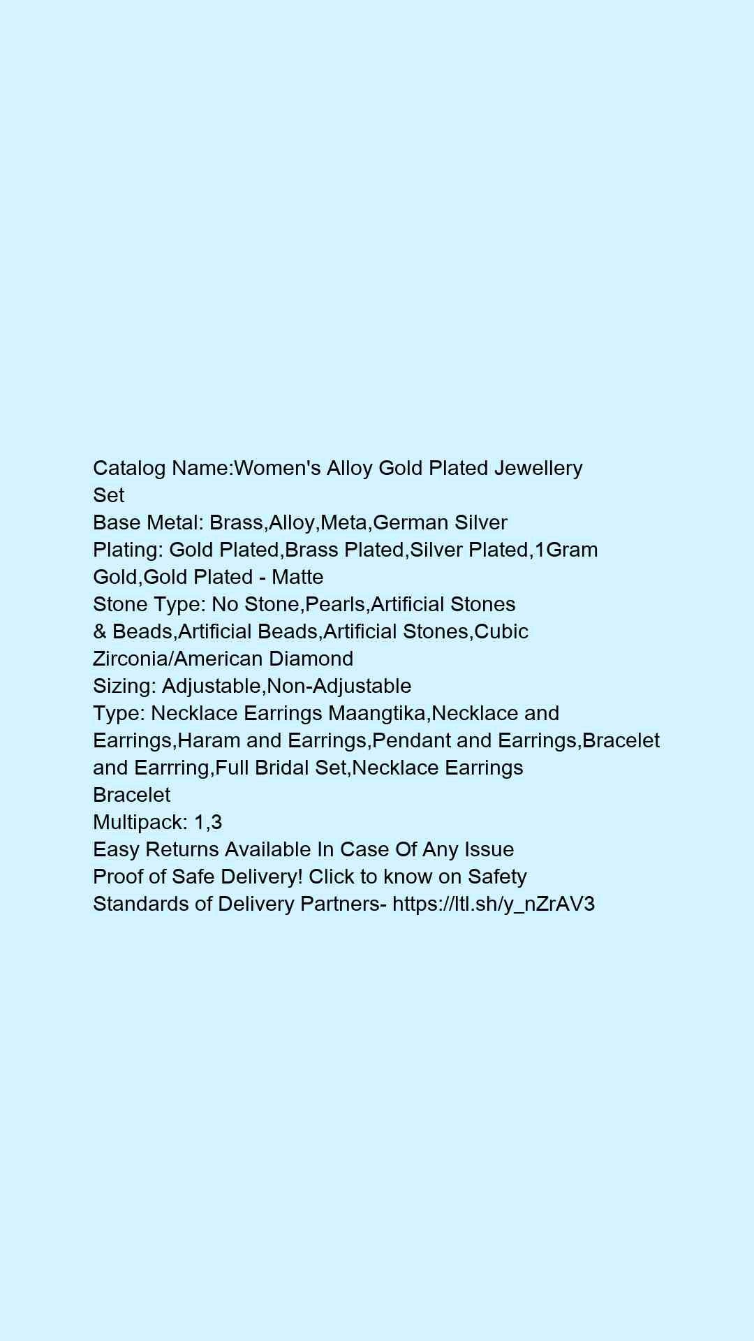 Women's Alloy Gold Plated Jewellery Set