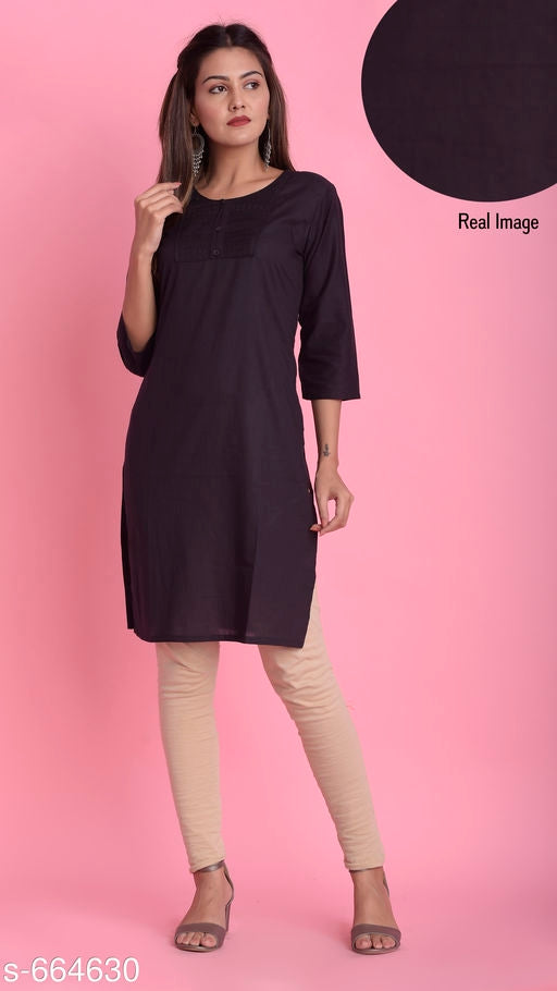 Women's Solid Cotton Kurtis - Faritha