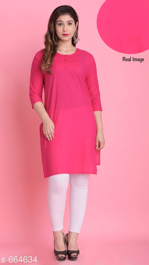 Women's Solid Cotton Kurti - Faritha