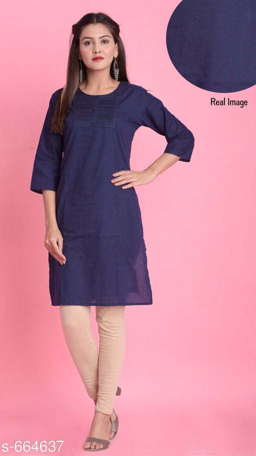 Women's Solid Cotton Kurti - Faritha