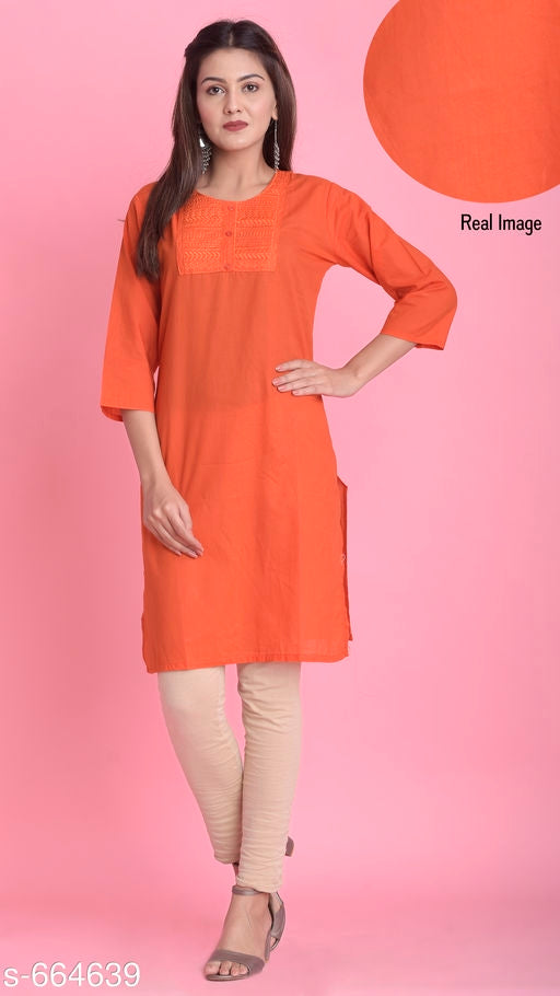 Women's Solid Cotton Kurti - Faritha