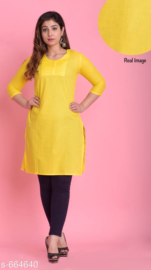 Women's Solid Cotton Kurti - Faritha