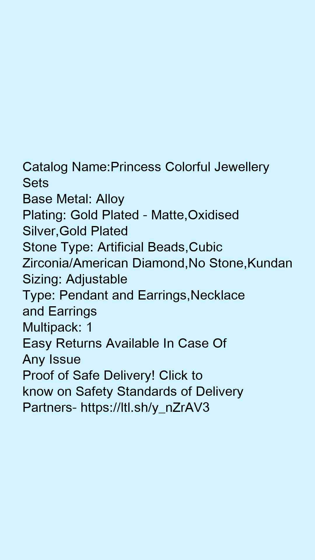 Princess Colorful Jewellery Sets - Faritha
