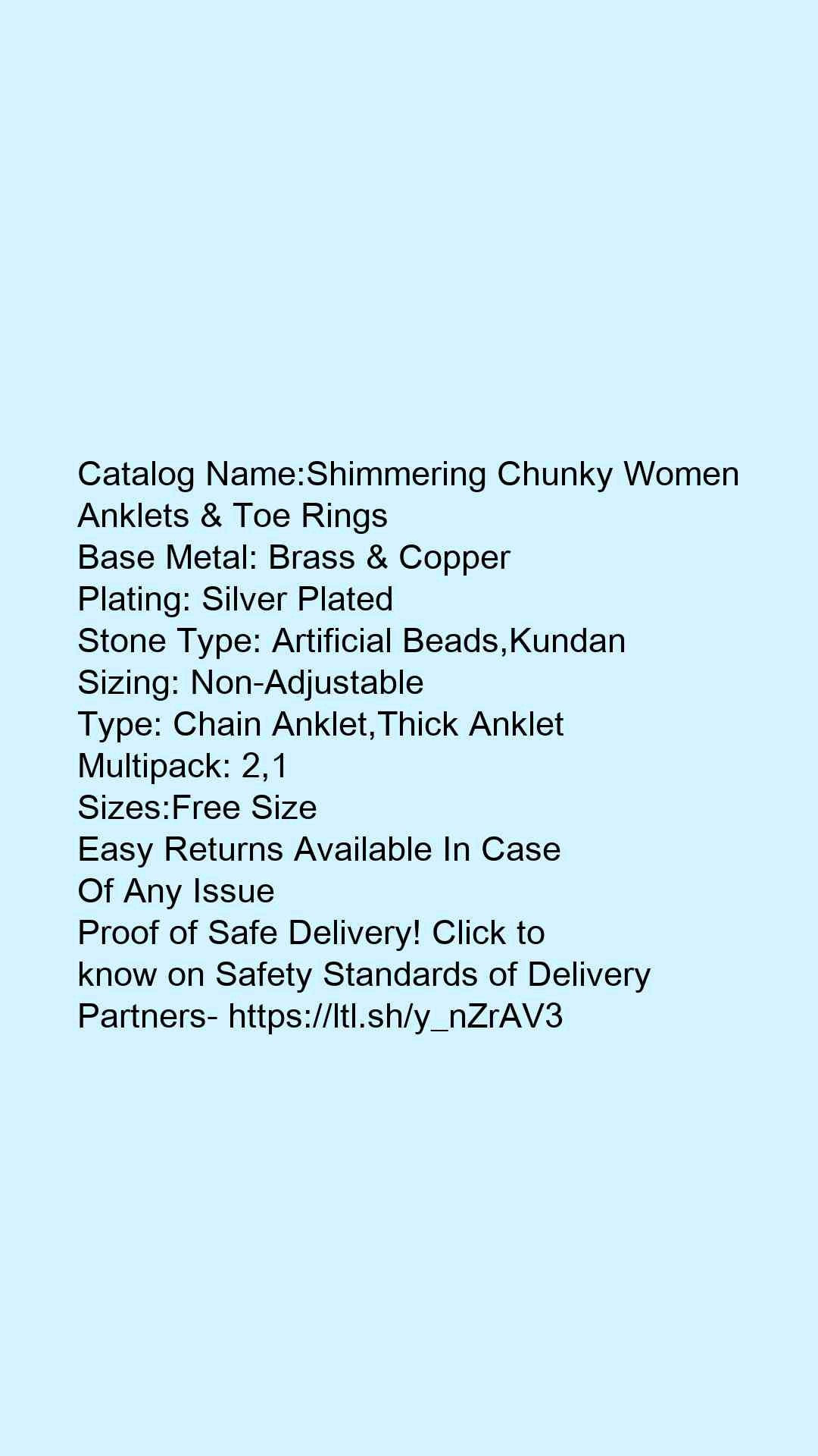 Shimmering Chunky Women Anklets & Toe Rings - Faritha