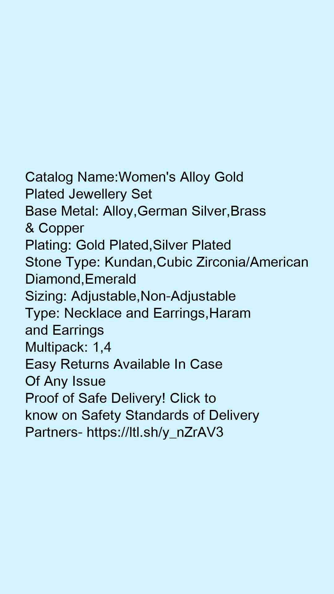 Women's Alloy Gold Plated Jewellery Set - Faritha