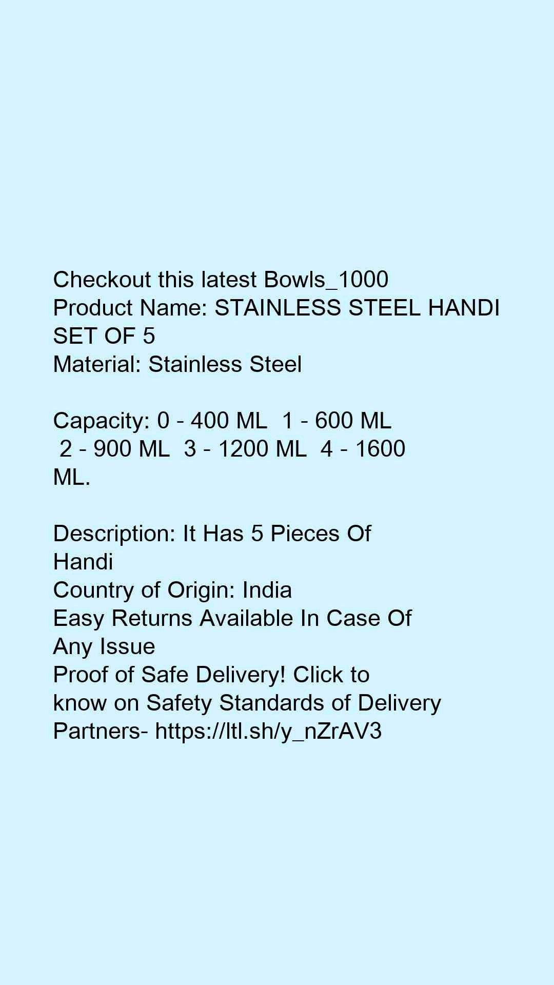 STAINLESS STEEL HANDI SET OF 5 - Faritha