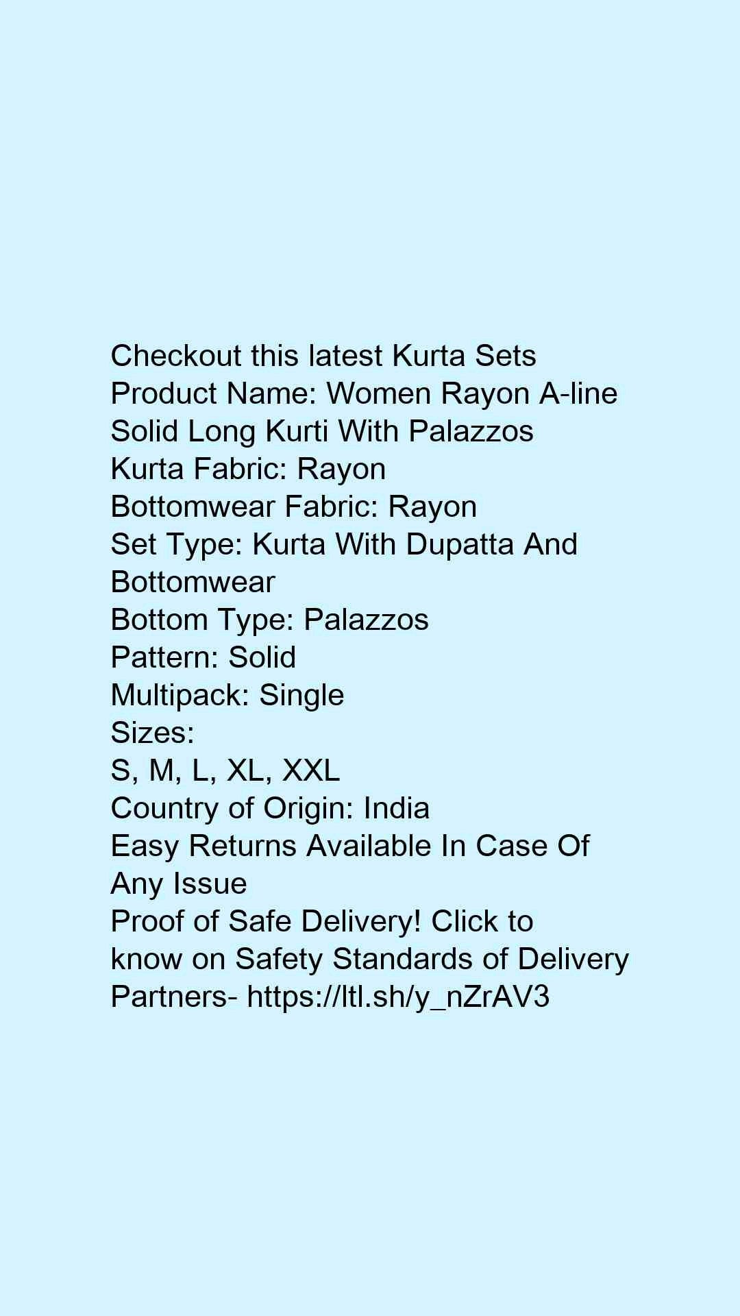 Women Rayon A-line Solid Long Kurti With Palazzos - Faritha