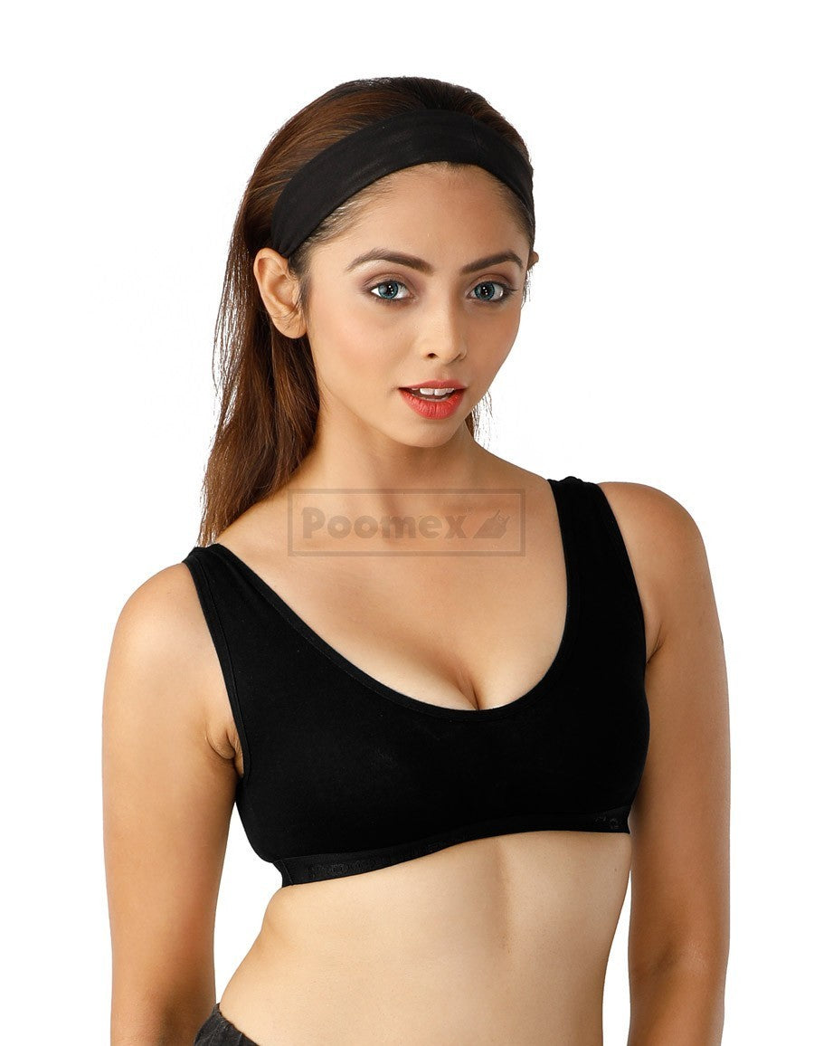 Poomex Sports Bra (Pack of 3) Black, Skin, White Colours - Faritha