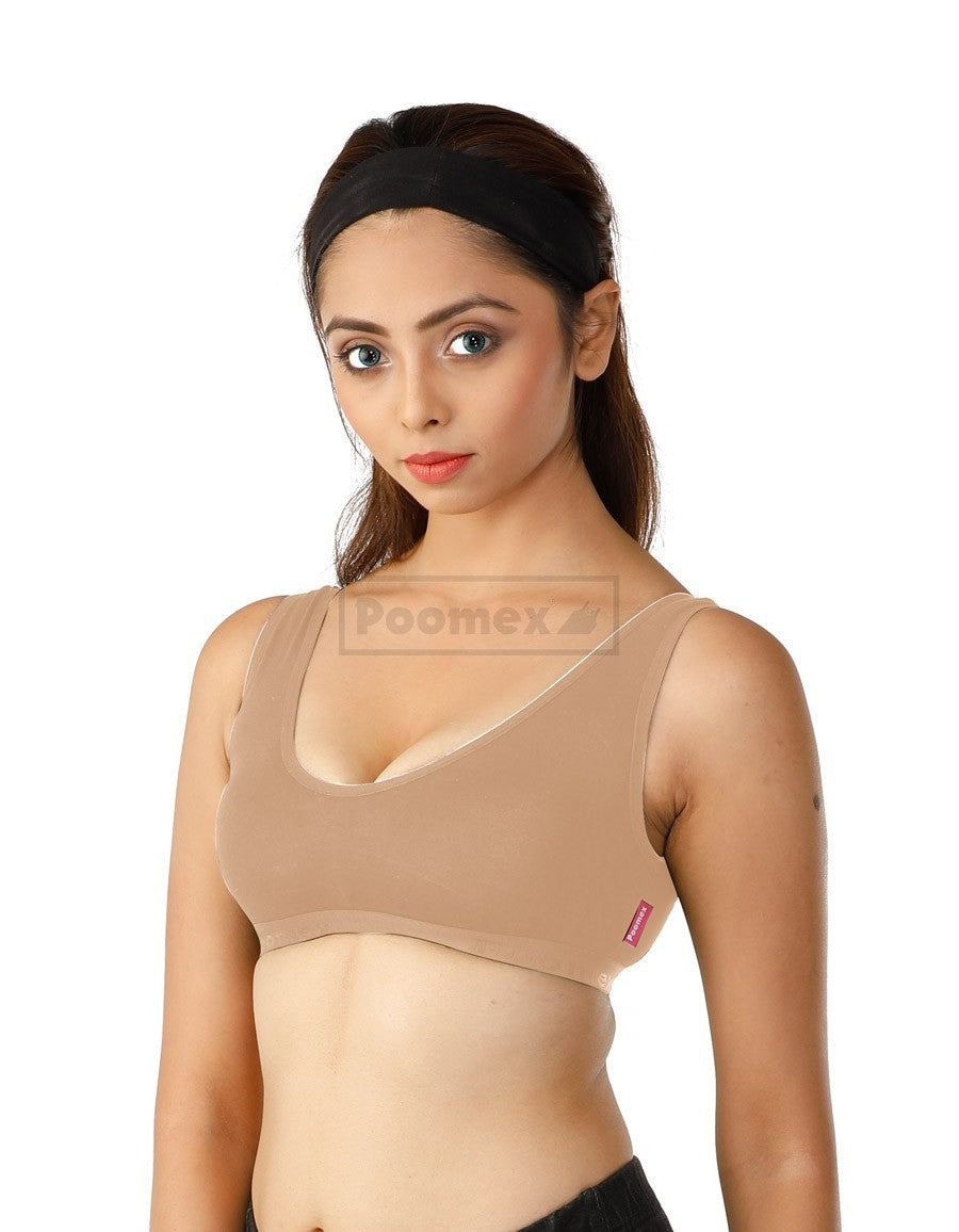 Poomex Sports Bra (Pack of 3) Black, Skin, White Colours - Faritha