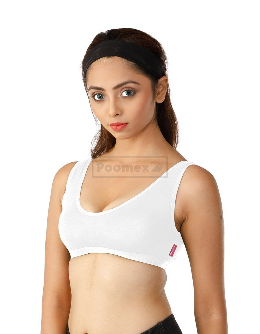 Poomex Sports Bra (Pack of 3) Black, Skin, White Colours - Faritha