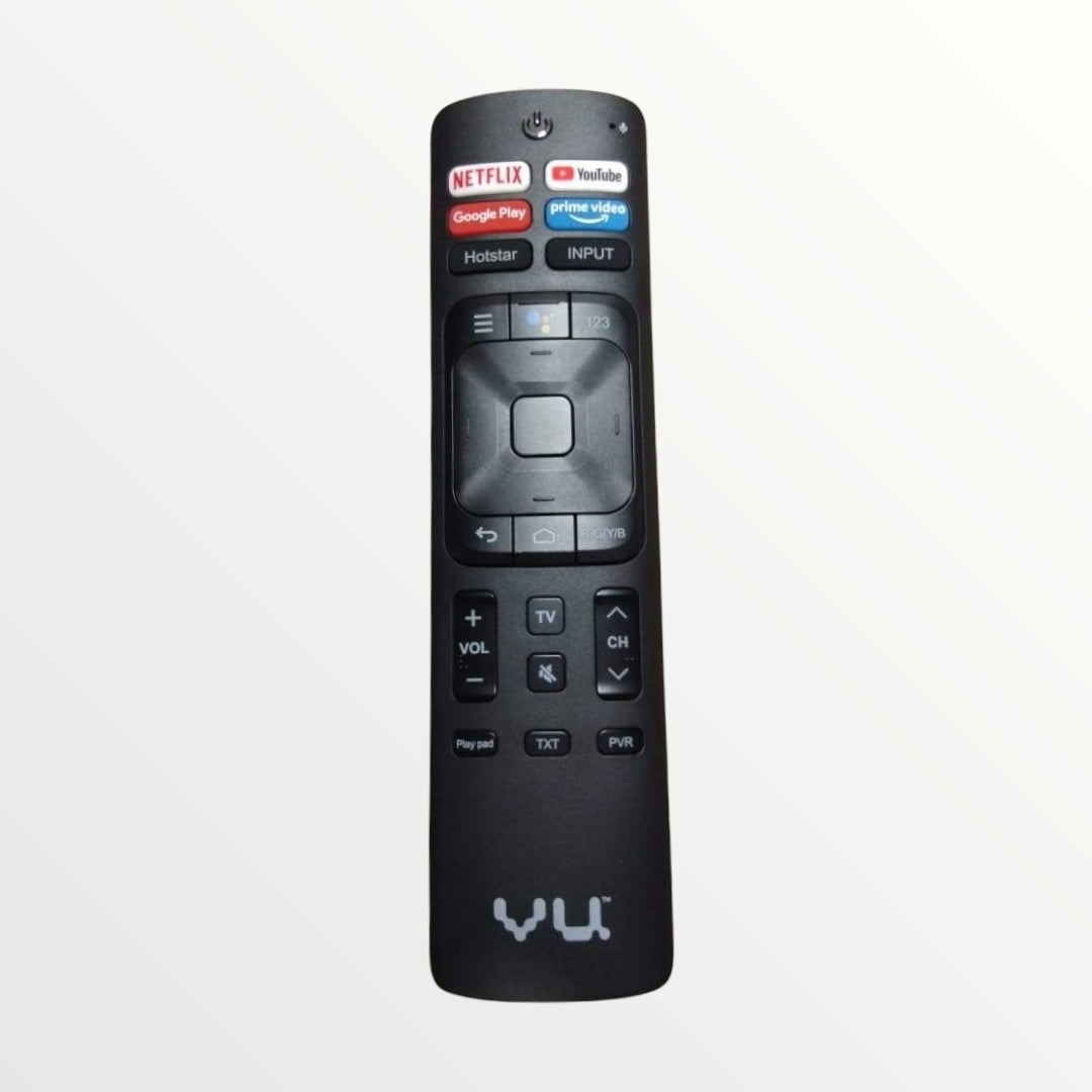 VU Smart TV Remote with Voice Control โ Compatible with Netflix, YouTube, Prime Video, Hotstar & Google Play