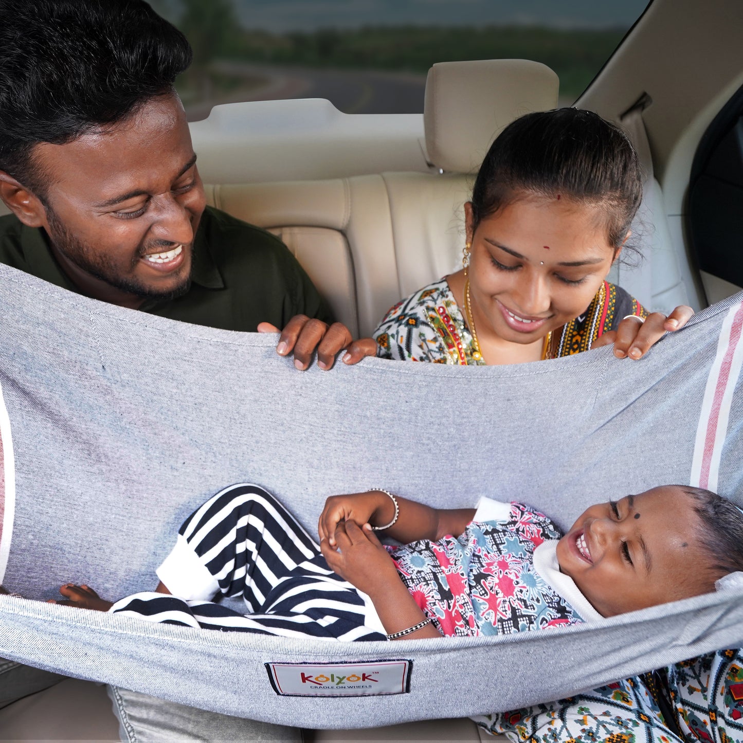 Kolyok Car Nap for Baby in car | Car Bed for Kids | Car Cradle for Baby | Portable Car Cradle Hammock | Car Travel Jula | Hangers and Carry Bag Baby onboard Sticker