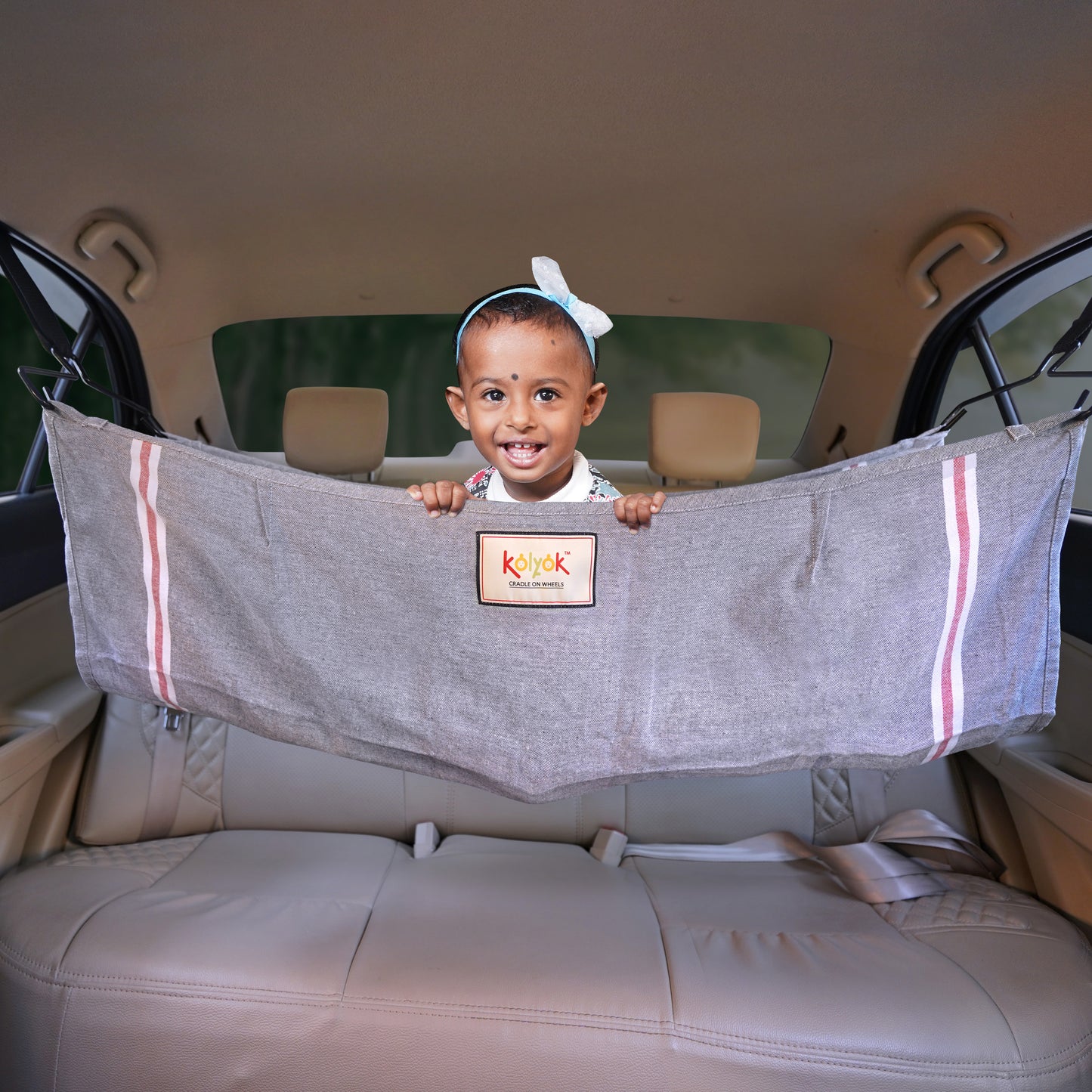 Kolyok Car Nap for Baby in car | Car Bed for Kids | Car Cradle for Baby | Portable Car Cradle Hammock | Car Travel Jula | Hangers and Carry Bag Baby onboard Sticker