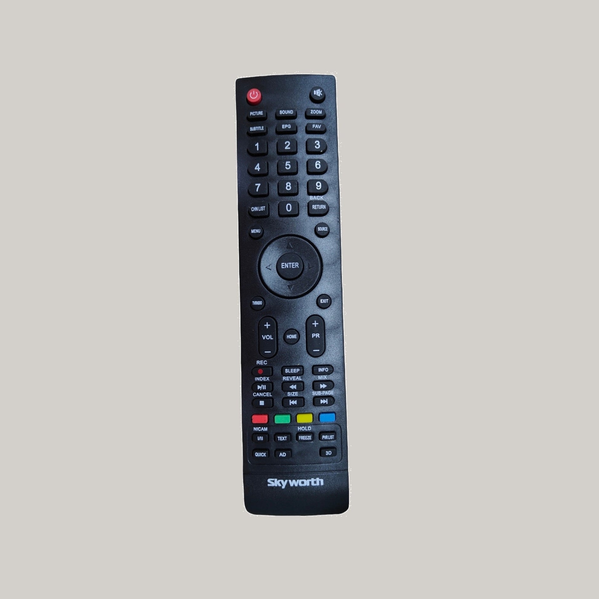 Skyworth LCD LED TV Remote Control — front view compatible India Faritha 2026