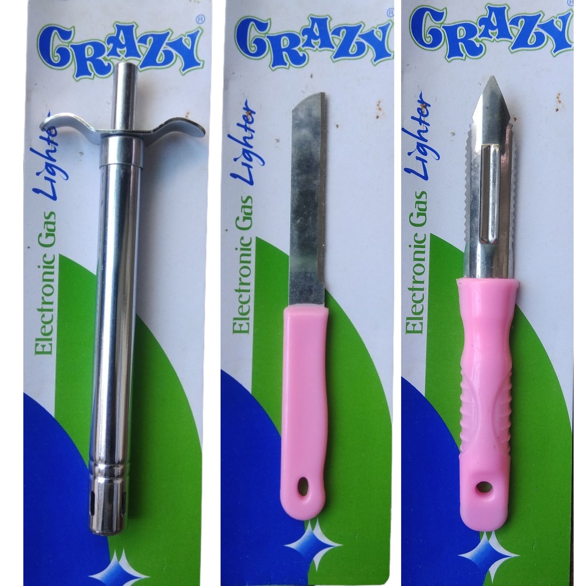 3 PCs Stainless Steel Lighter for Gas Stove, Knife, Vegetable Sleever - Faritha